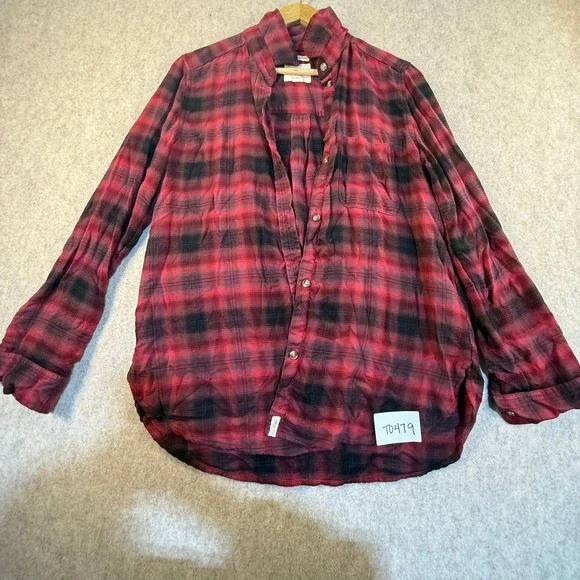 American Eagle Red Black Plaid Flannel Shirt Boyfriend Fit Ahh-Mazingly Soft S - Picture 1 of 5